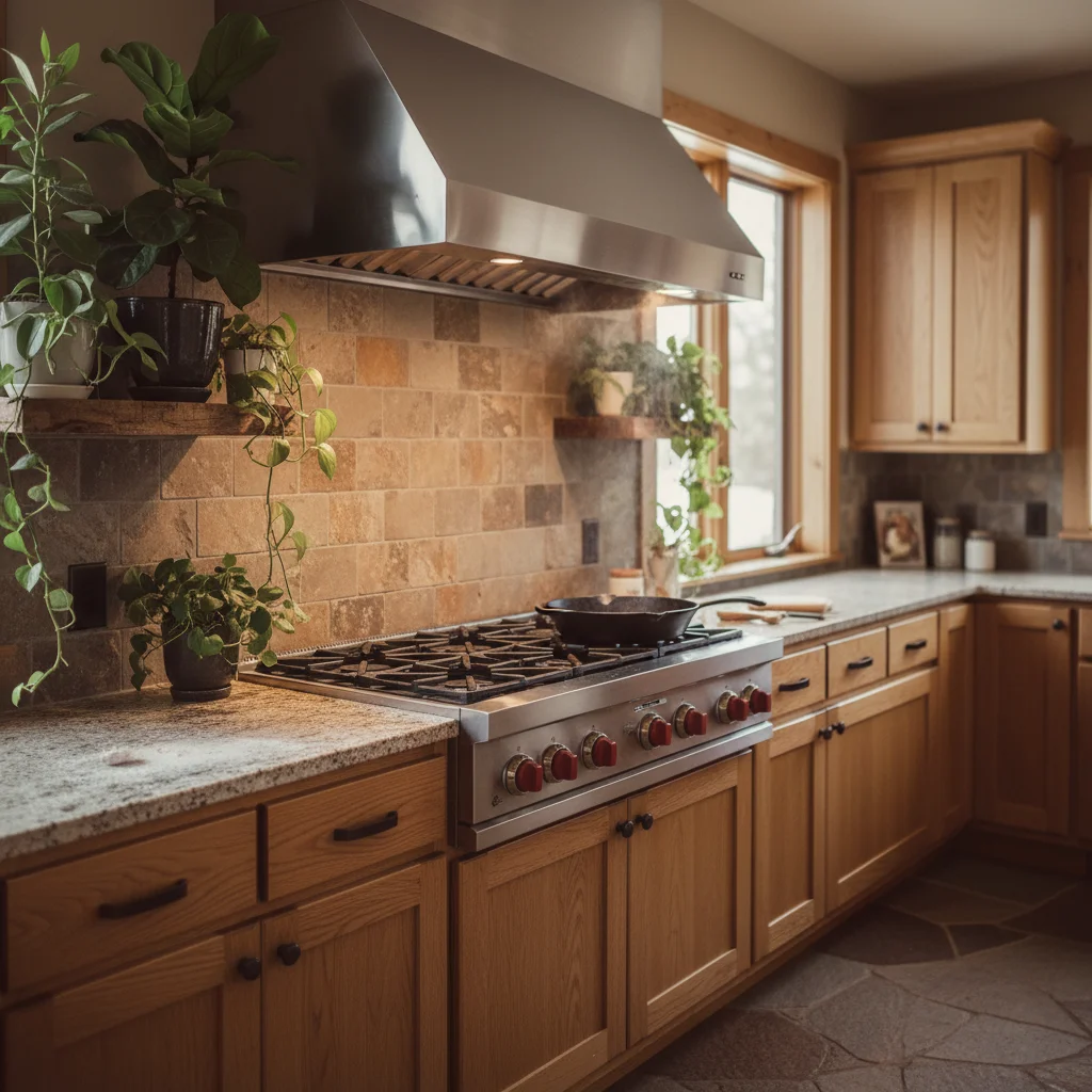 Professional range hood ventilation system in a luxury Boulder kitchen